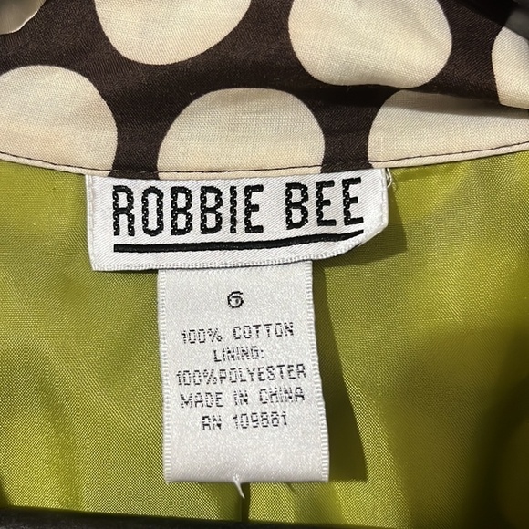 Vintage Robbie Bee 100% Cotton Brown with Tan Polka Dot Dress a273 - Picture 2 of 4